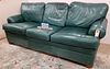 ETHAN ALLEN TEAL LEATHER SOFA BED