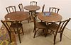 LOT 3 CAST IRON BASE CAFE TABLES 28"H X 30" DIAM W/ 8 BENTWOOD CHAIRS