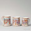 Three Graduated Polychrome Decorated Chinese Export Porcelain Mugs