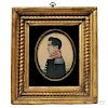 American School, Early 19th Century    Miniature Profile Portrait of an American Militia Officer