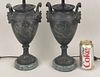 Pair Antique Spelter Urns, As Lamps