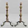 Pair of Brass and Iron Andirons