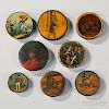 Eight Lacquered Papier-mache Snuff Boxes