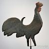 Carved and Painted Pine Crowing Rooster Weathervane