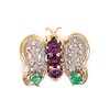 18k Amethyst Emerald Butterfly Pendant