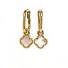 14k Tiny Alhambra Mother of Pearl Earrings