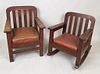 Two Imperial Chair Co Arts & Crafts Oak Chairs