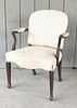 George III Upholstered Open Arm Chair 18th C.