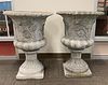 Pair of Cement Urns, height 27 inches, total diameter 19 inches.