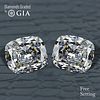 5.45 carat diamond pair Cushion cut Diamond GIA Graded 1) 2.70 ct, Color D, VVS2 2) 2.75 ct, Color D, VS1. Appraised Value: $245,000 