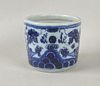 Chinese B/W Porcelain Brush Pot, Dragon Motif