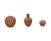 Three Santa Clara Pueblo miniature sgraffito pottery vessels