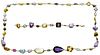 18k Yellow Gold and Brazilian Gemstone Necklace and Bracelet