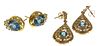 14k Yellow Gold and Aquamarine Pierced Earring Sets