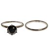 14k White Gold and Black Diamond Engagement and Wedding Rings