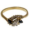 14k Yellow Gold, Sapphire and Diamond Ring