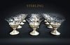 Set of 12 Sterling Silver & Crystal Sherbet Bowls