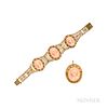 Antique 14kt Gold and Coral Cameo Bracelet and Pendant/Brooch