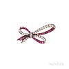 Antique Ruby and Diamond Bow Brooch