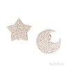 Pasquale Bruni 18kt White Gold and Diamond Star and Moon Earrings