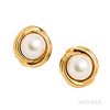 Gucci 18kt Gold and Mabe Pearl Earclips