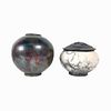 2 Vintage Signed Raku Stoneware Pottery Vases