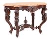Rococo Revival Carved Mahogany Marble Top Table
