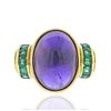Lagos 18K Gold Cabochon Amethyst Emerald Ring
