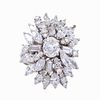 Estate 18K Diamond Domed Cluster White Gold Ring