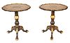 Pair of Black-Lacquer Piecrust Candlestands