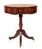 Regency Style Leather Inset Mahogany Drum Table