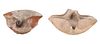 Two Pre-Columbian Pottery Oil Lamps