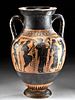 Greek Black-Figure Amphora - Dionysian & Warrior Scenes