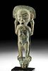 Chinese Zhou Bronze Standing Male Figure Atop Tiger