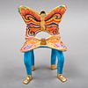 PEDRO FRIEDEBERG (Florencia, Italia, 1936 - ) Silla - mariposa. Escultura de céramica policromada y detallada con esmalte dora...