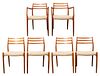 Niels Otto Moller Danish Modern Dining Chairs, 6