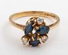Vintage 14K Yellow Gold Sapphire & Diamond Ring