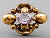 Antique Victorian Yellow Gold Amethyst Brooch/ Pin