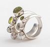 Lilly Barrack Silver Peridot, Topaz & Pearl Ring