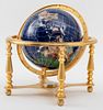Modern Lapis & Gemstone Globe in Brass Stand