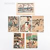 Six Ukiyo-e Utagawa School Woodblock Prints