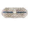 Platinum Art Deco Diamond Sapphire Brooch