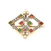 Art Deco 18k Diamond Ruby Emerald Brooch