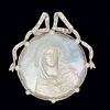 1920' 18k Nacre Pearl Diamond Virgin Mary Pendant