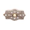 Art Deco Platinum 18k Diamond Pearl Brooch