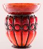 Schneider Art Glass Vase w/ Metal Frame