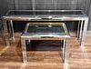 Modern Chrome and Smoked Glass Sofa Table and End Table