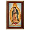 ANÓNIMO. Nuestra Señora de Guadalupe. Óleo sobre tela. 99 x 49 cm. Enmarcado.