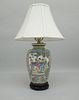 Chinese Polychrome Porcelain Lamp.