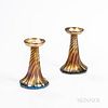 Pair of Tiffany Studios Gold Favrile Glass Candlesticks
